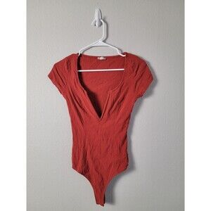 Free People Deep Conversations Burnt Orange Bodysuit Size Xs